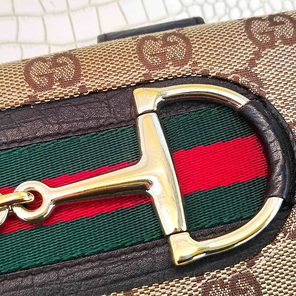 Very Rare Beautiful GUCCI GG Canvas Horsebit Continental Long Flap Wallet - Picture 5 of 16